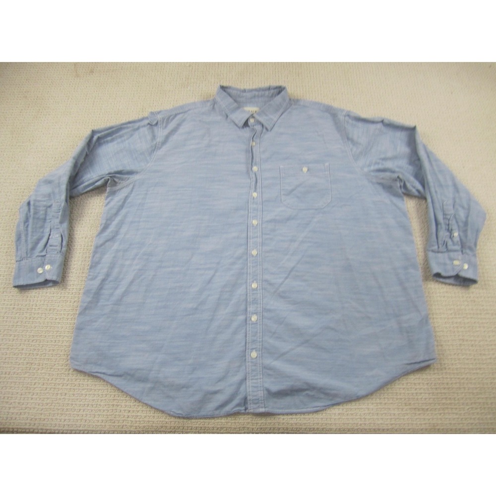 True Nation Shirt Mens 3XLT Light Blue Chambray Button Front Long Sleeve‎ Pocket